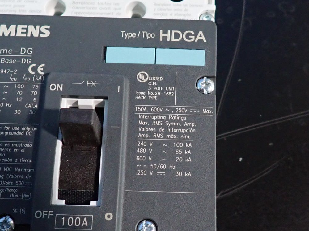 Siemens Circuit Breaker - Hdx3b100f