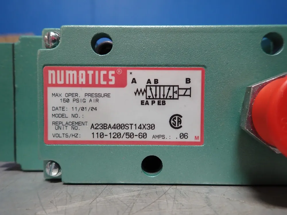 Asco Numatics Solenoid Valve - A23ba400st14x30
