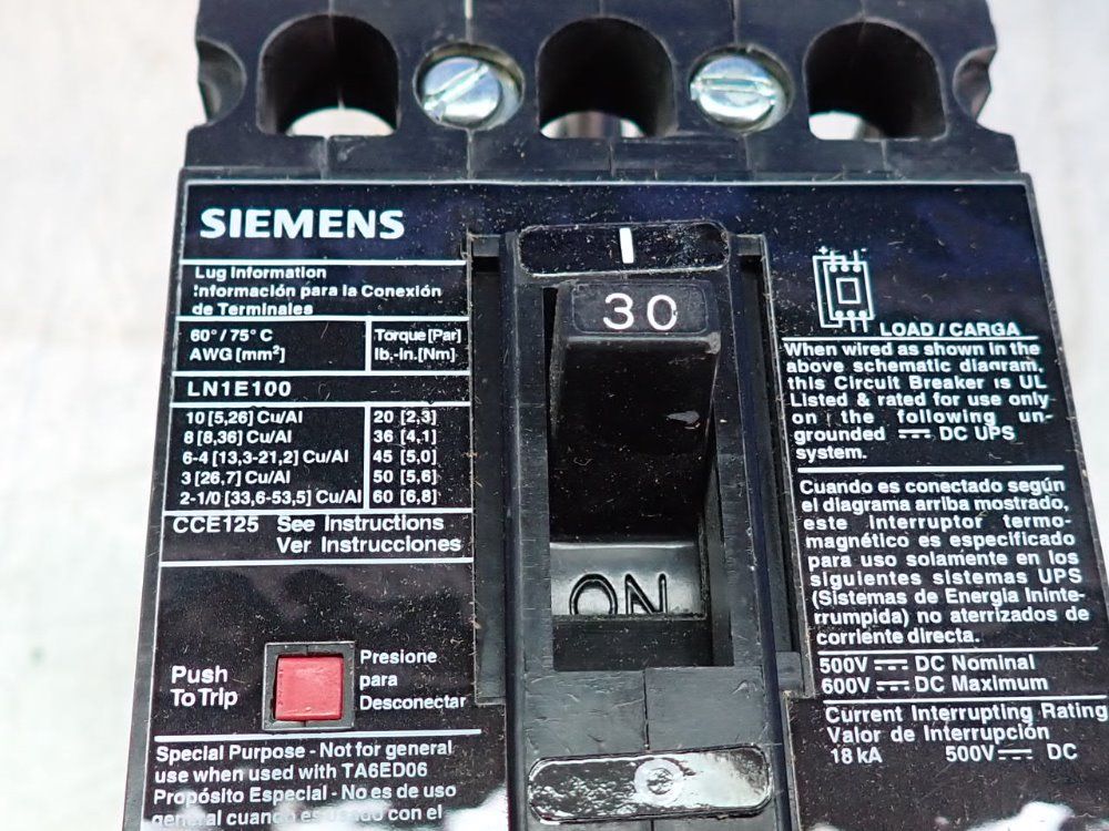 Siemens Circuit Breaker - Ed63b030