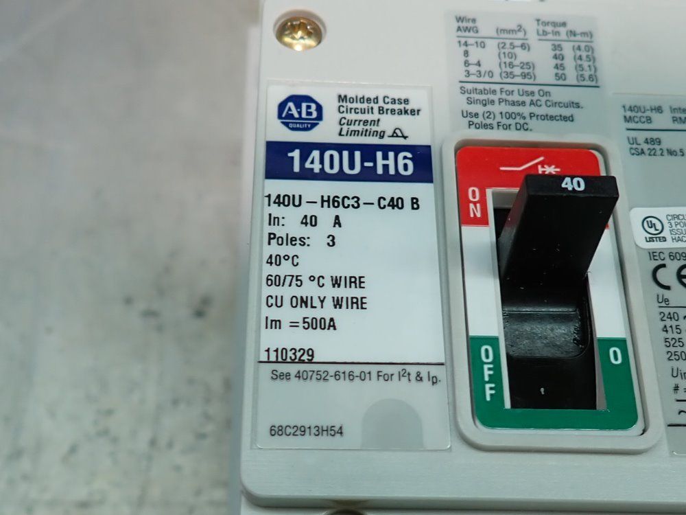 Allen Bradley Circuit Breaker - 140u-h6c3-c40b