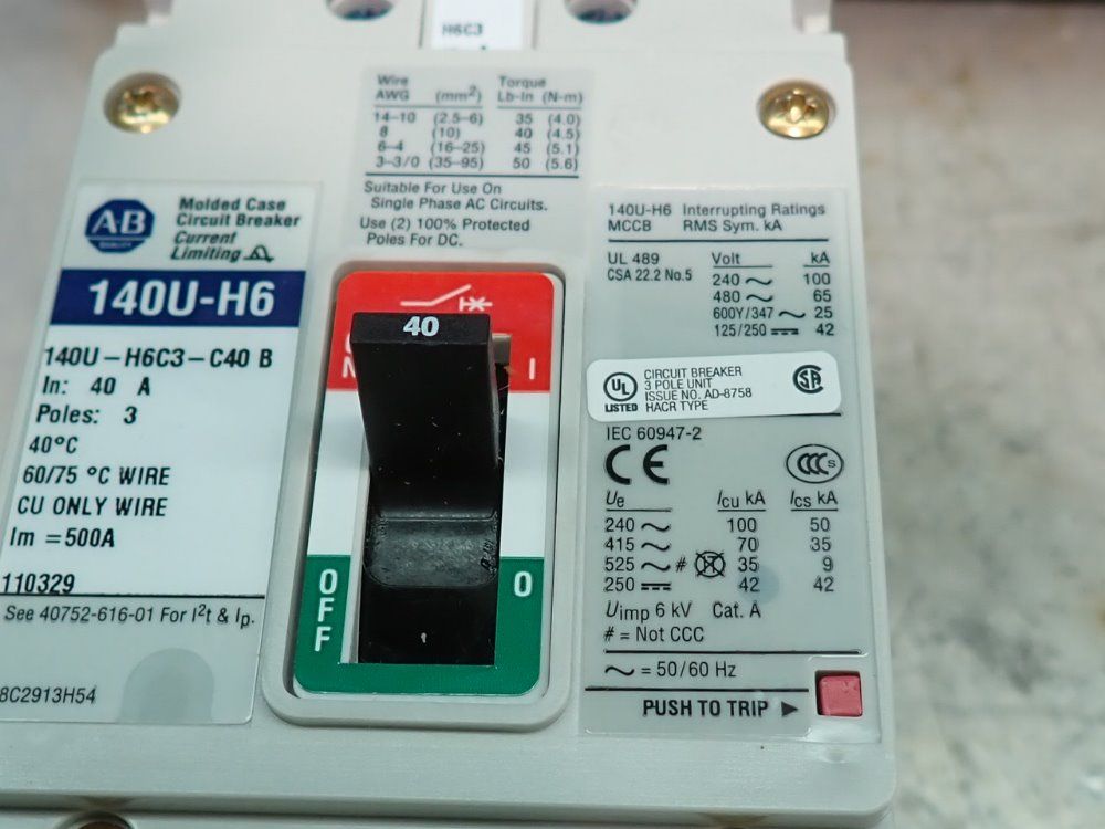 Allen Bradley Circuit Breaker - 140u-h6c3-c40b