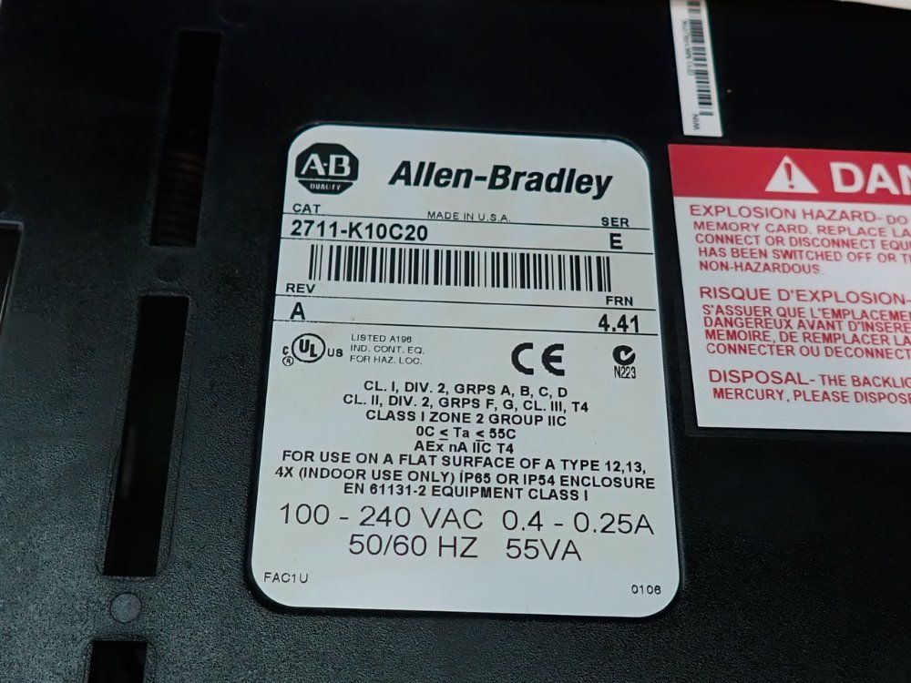 Allen Bradley Control Panel - 2711-k10c20