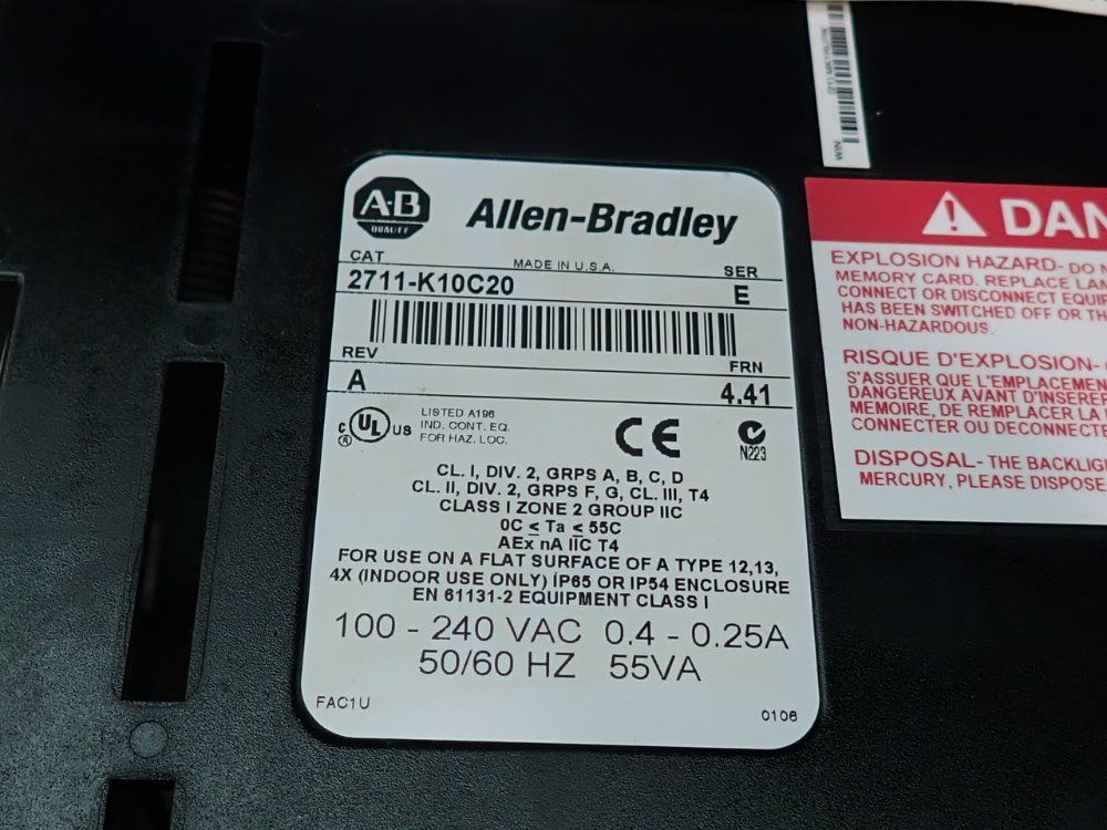 Allen Bradley Control Panel - 2711-k10c20