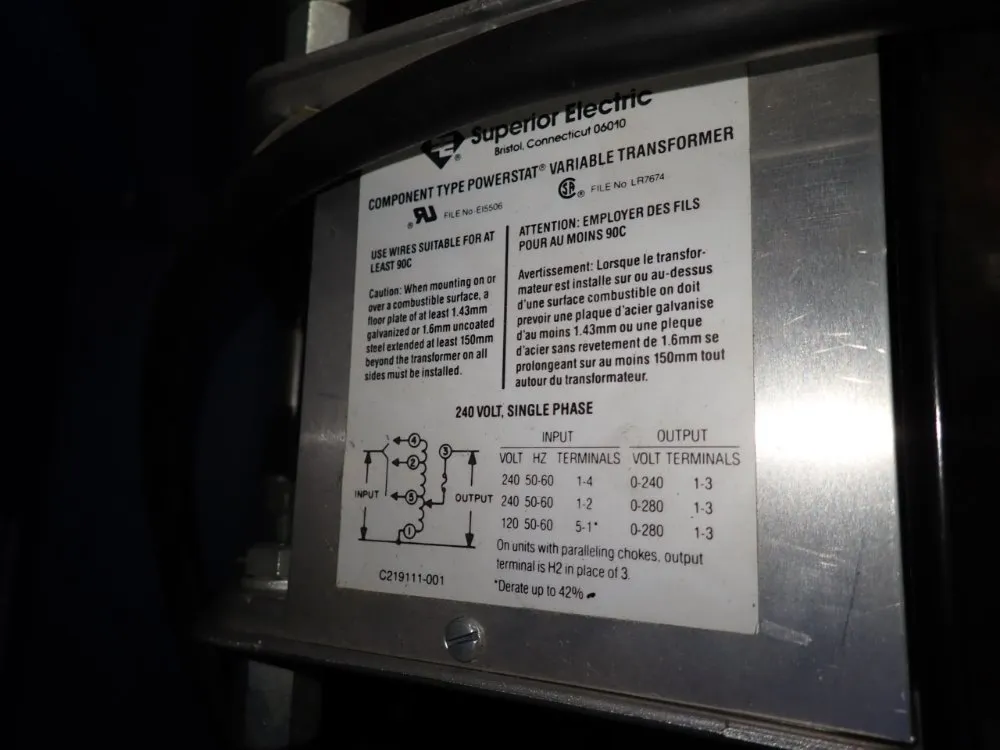 Powerstat 9.8 Kva Variable Autotransformer - 1296d