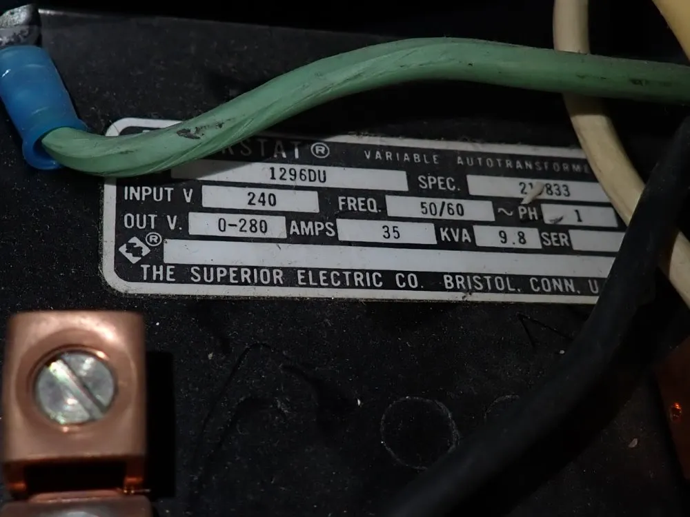 Powerstat 9.8 Kva Variable Autotransformer - 1296d