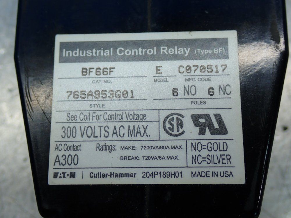 Eaton Bf Control Relay - Bf66f