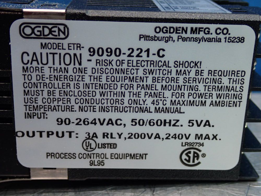 Ogden Temperature Controller - Etr-9090-221-c