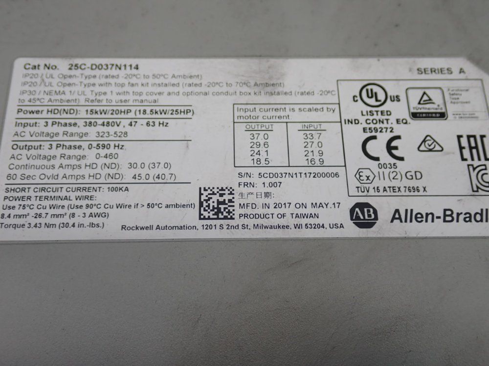 Allen Bradley 25hp Ac Drive - 25c-d037n114