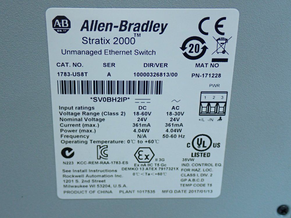 Allen Bradley 8-ports Stratix 2000 Unmanaged Switch - 1783-us8t