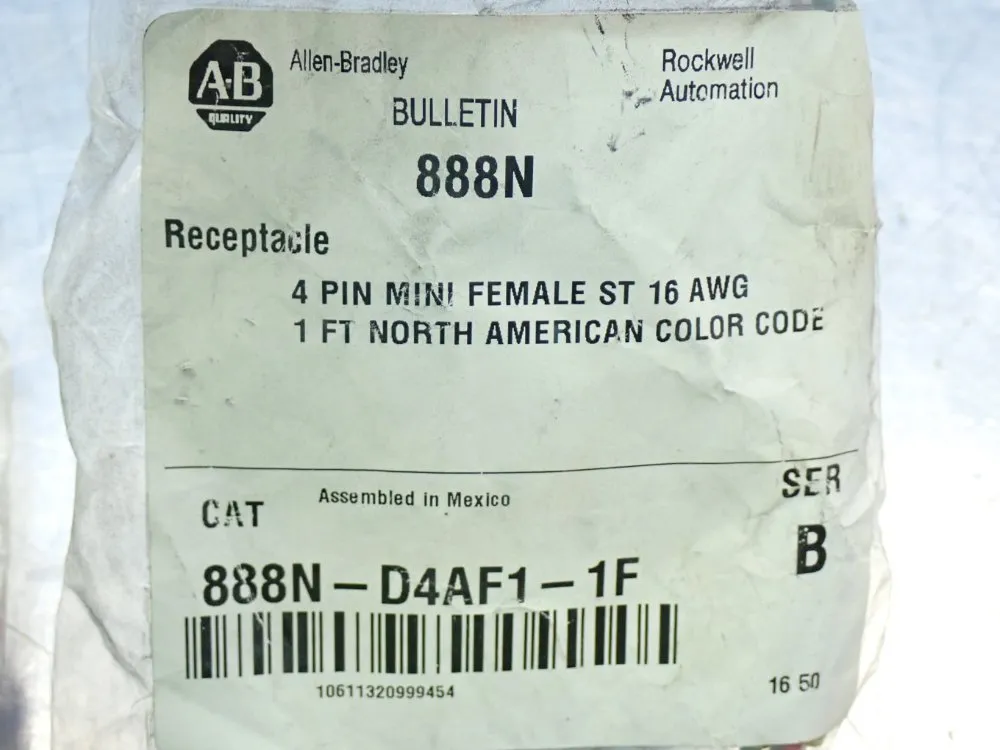 Allen Bradley Mini Receptacle 4-pin - 888n-d4af1-1f