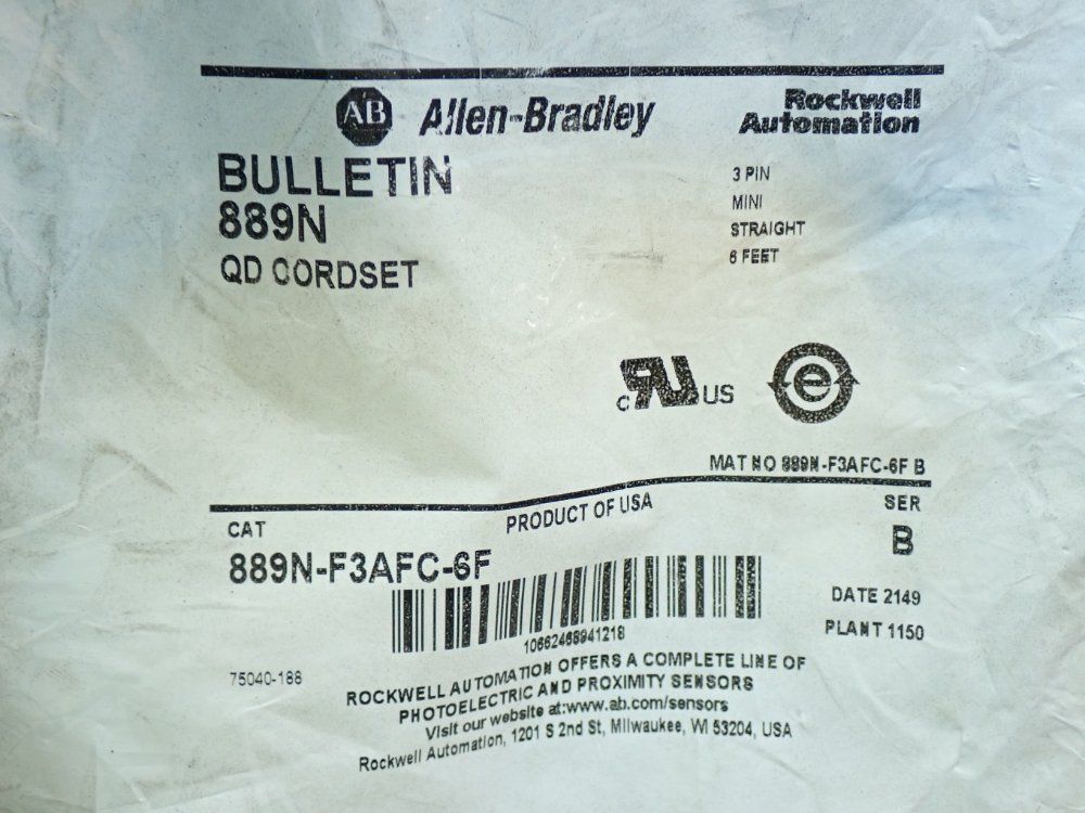 Allen Bradley 3-pin Mini Cable - 889n-f3afc-6f
