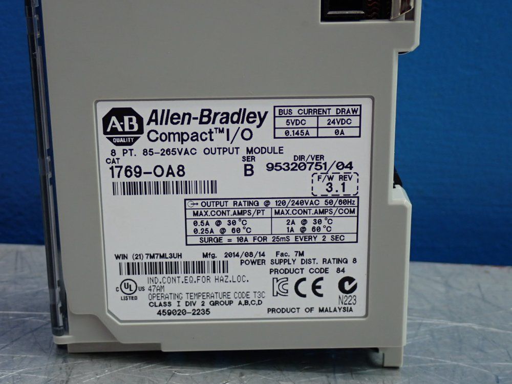 Allen Bradley Compact I/o Ab Relay Output Module - 1769-oa8