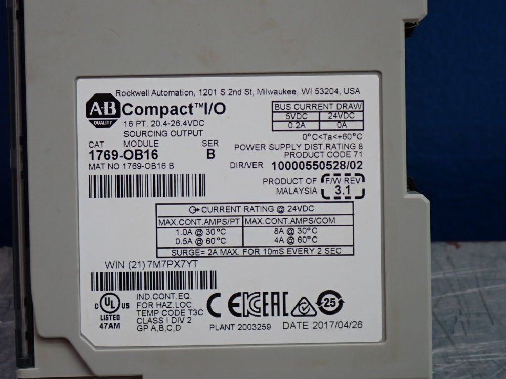 Allen Bradley Output Module - 1769-ob16