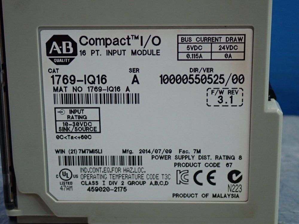 Allen Bradley Compact I/o - 1769-iq16