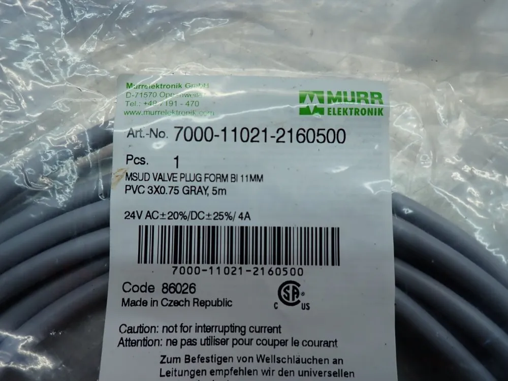 Murr Elektronik Msud Valve Plug Cable, 4pcs - 7000-11021-2160500