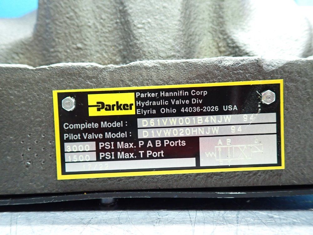 Parker 3000 Psi Max Hydraulic Direct Solenoid Valve - D61vw001b4njw