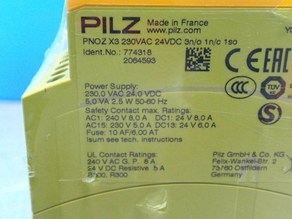 Pilz Safety Relay - Pnoz X3 230vac 24vdc 3n/o 1n/c 1so