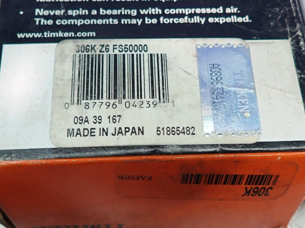 Timken Deep Groove Ball Bearing - 306k Z6 Fs50000