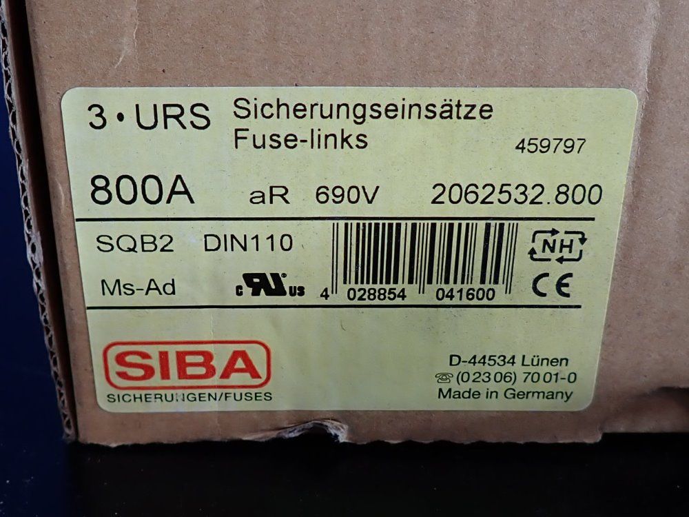 Siba Lot Of 3 Fuse Links - 800a