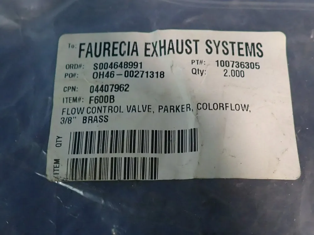 Parker Lot Of 3 Flow Control Valves