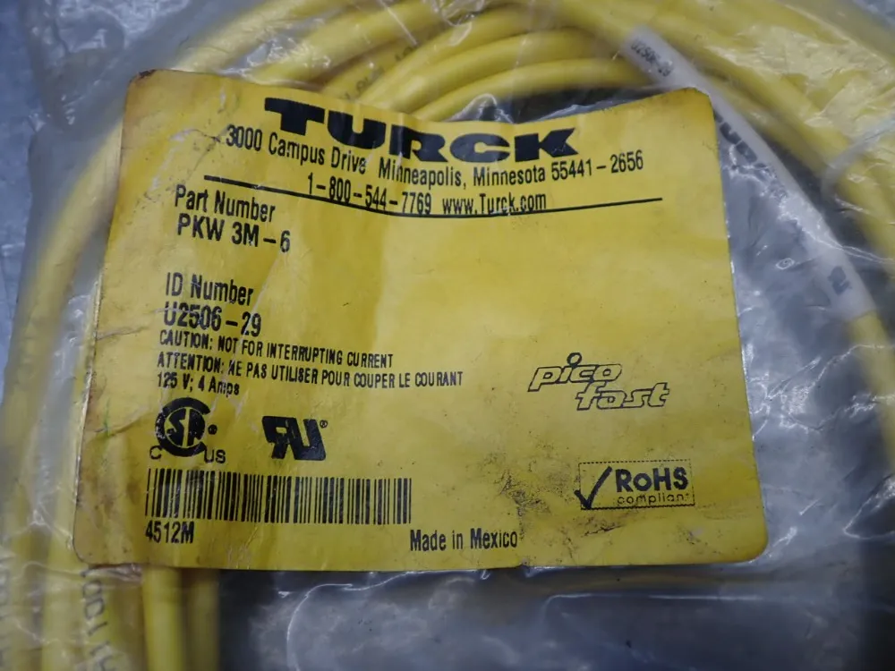 Turck Single Ended Cordset - Pkw 3m-5