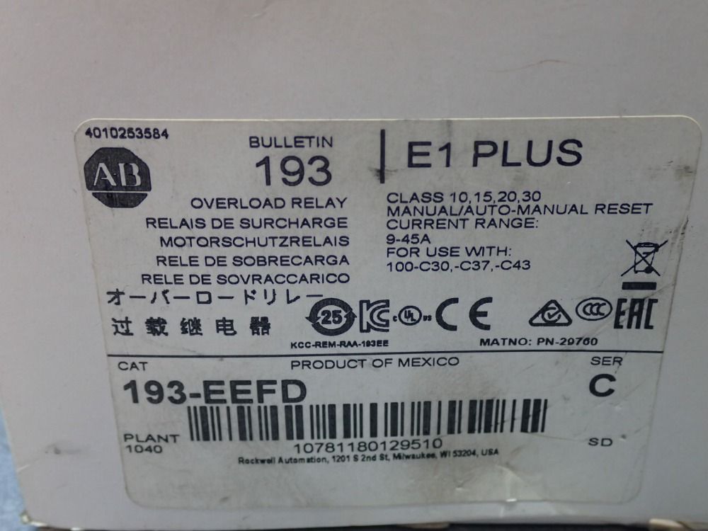 Allen Bradley Overload Relay - 193-eefd
