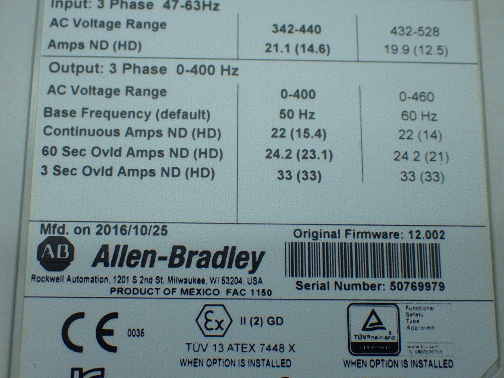 Allen-bradley 10hp Powerflex 753 Servo Drive. - 20f11nc022ja0nnnnn