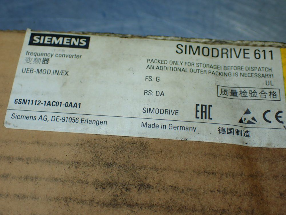 Siemens Simodrive 611 Frequency Converter. - 6sn1112-1ac01-0aa1