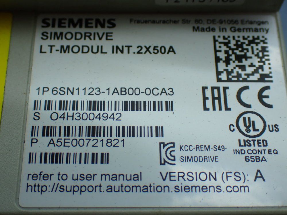 Siemens Simodrive Lt-modul Int.2x50a - 6sn1123-1ab00-0ca3