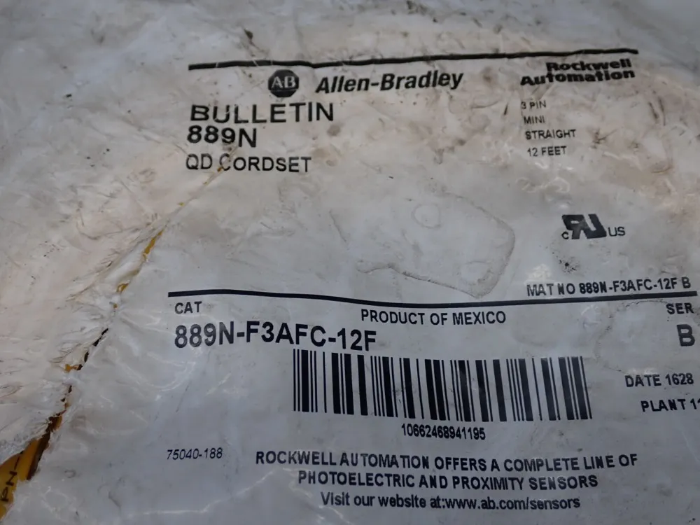 Allen Bradley Mini/minii Plus Cordset - 889n-f3afc-12