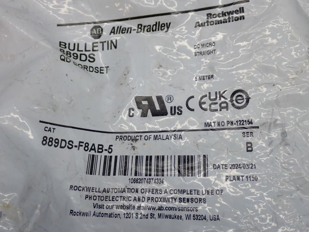 Allen Bradley Dc Micro Cable - 889ds-f8ab-5
