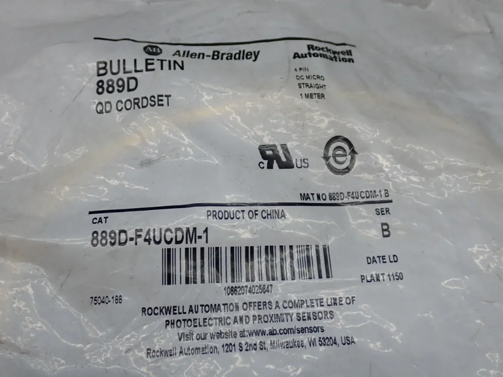Allen Bradley Qd Patch Cord - 889d-f4ucdm-1