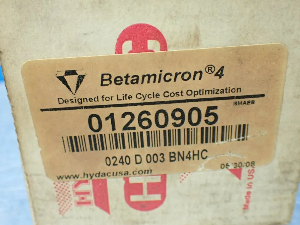 Hydac 3 Micron, 63 Gpm Max Flow Hydraulic Pressure Filter Element - 01260905