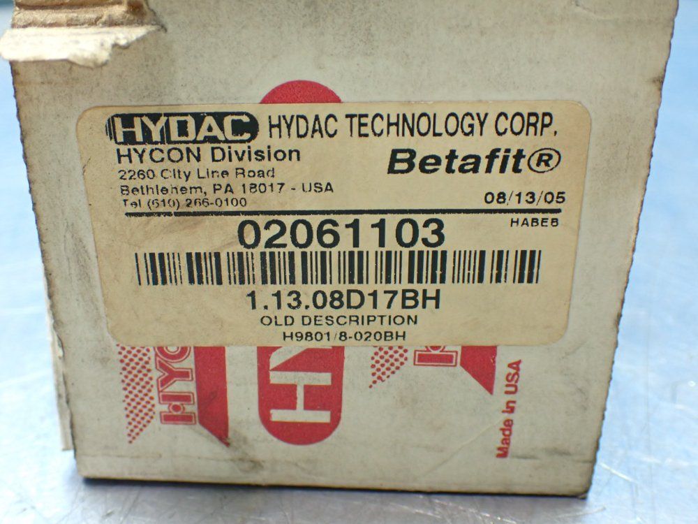 Hydac Fiberglass, 17 Micron Hydraulic Pressure Filter Element - 02061103