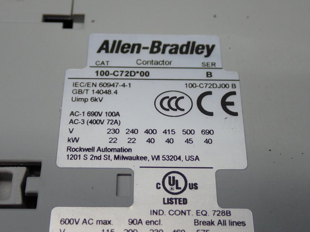 Allen Bradley Contactor - 100-c72dj00