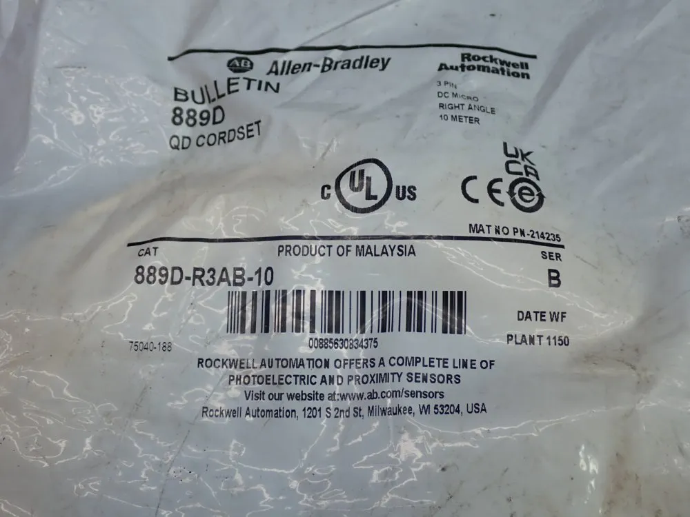 Allen Bradley Dc Micro Cable - 889d-r3ab-10