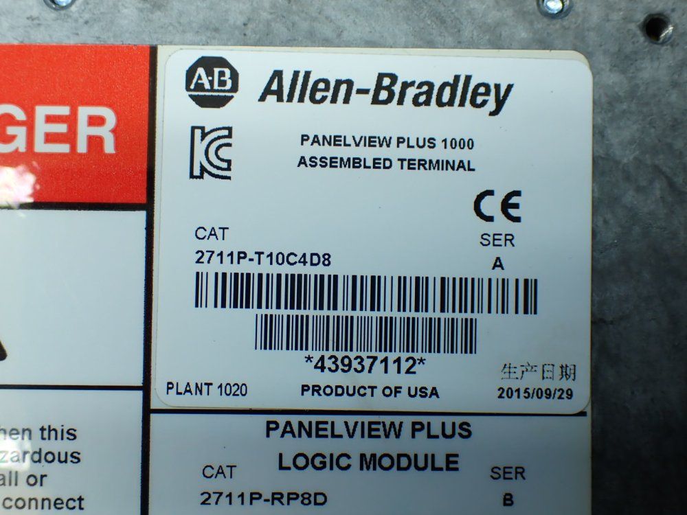 Allen-bradley Panelview Plus 1000 Operator Panel - 2711p-t10c4d8