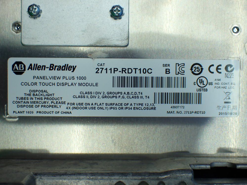 Allen-bradley Panelview Plus 1000 Operator Panel - 2711p-t10c4d8