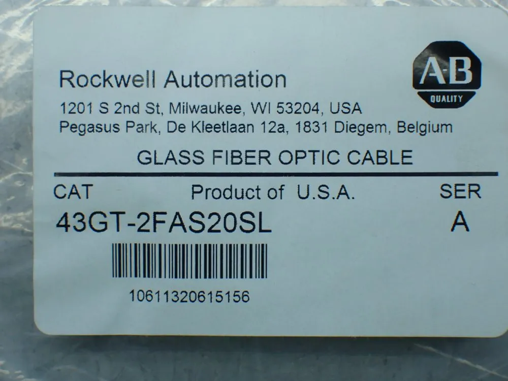 Allen-bradley 2 Transmitted Beam Glass Fiber Optic Cables - 43gt-2fas20sl