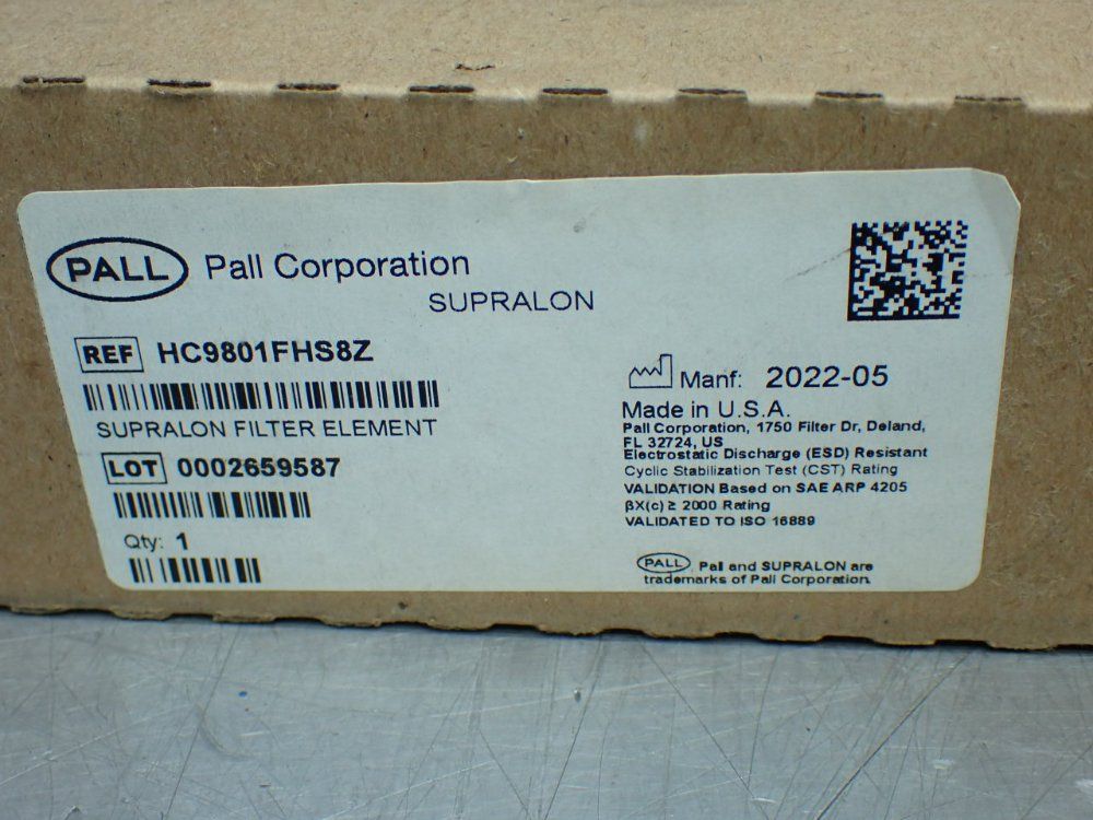 Pall Corporation 12 Micron Supralon Glassfiber Hydraulic Filter - Hc9801fhs8z