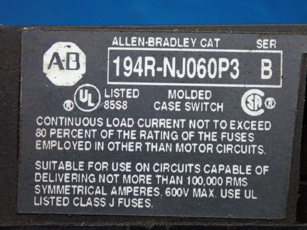 Allen-bradley Disconnect Rotary Switch - 194r-nj060p3