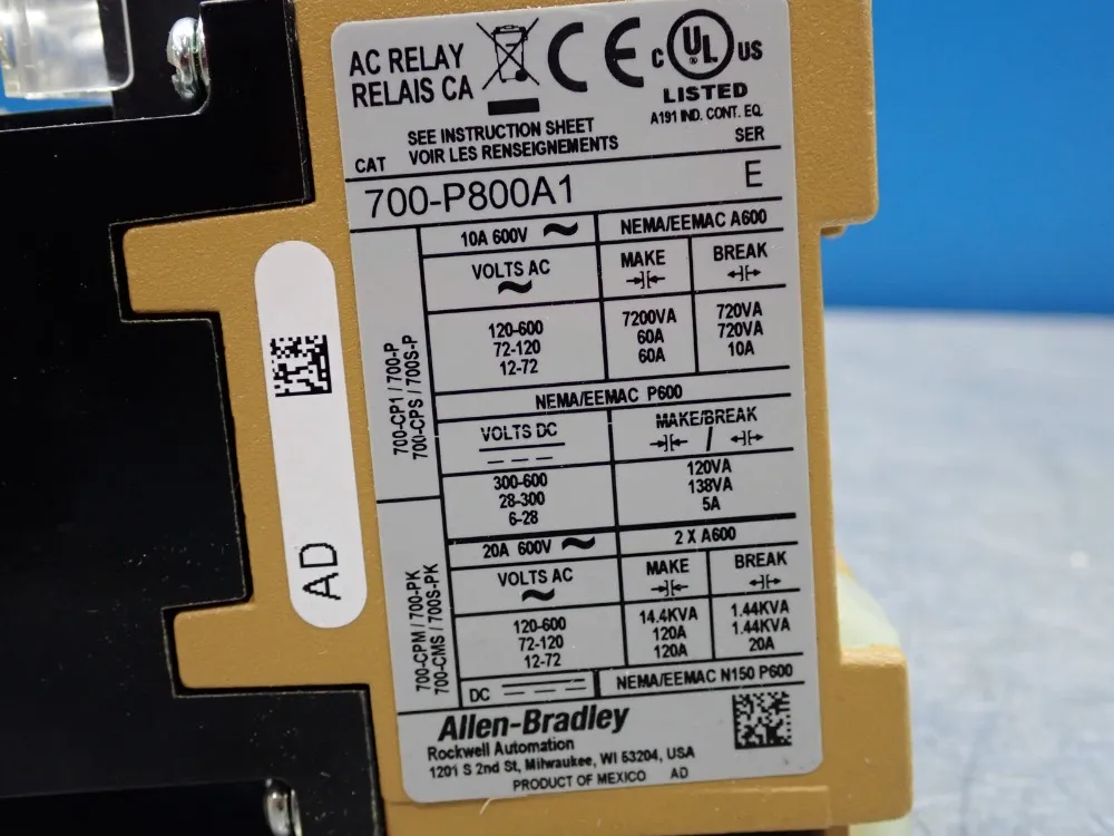 Allen-bradley Ac Relay - 700-p800a1