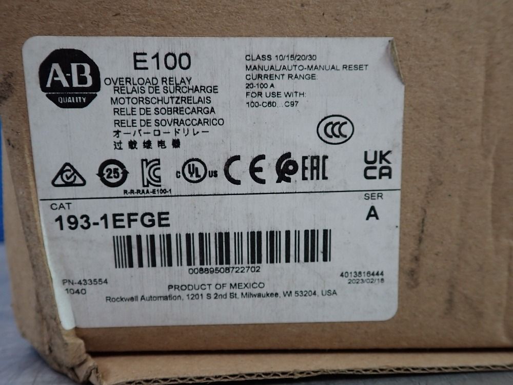 Allen-bradley Overload Relay - 193-1efge