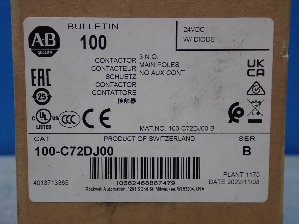 Allen-bradley Contactor - 100-c72dj00