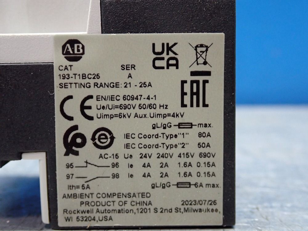 Allen-bradley Thermal Overload Relay, Qty: 2 - 193-t1bc25