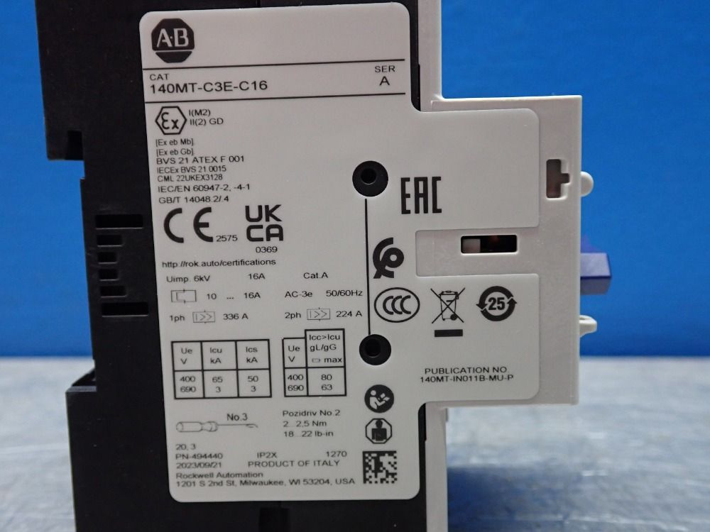 Allen-bradley Motor Protection Circuit Breaker - 140mt-c3e-c16