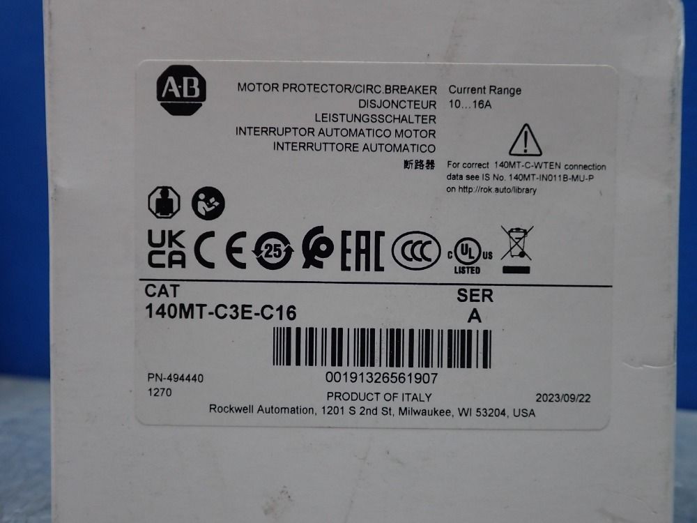 Allen-bradley Motor Protection Circuit Breaker - 140mt-c3e-c16