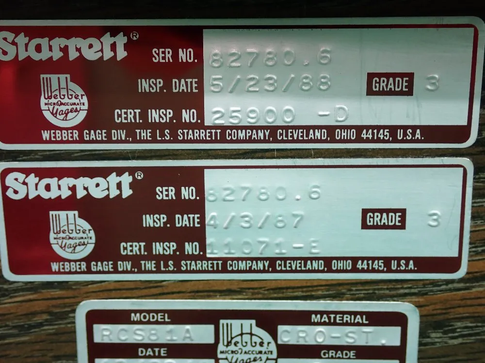 L.s. Starrett Calibration Master Gage Block Set - Rcs81a
