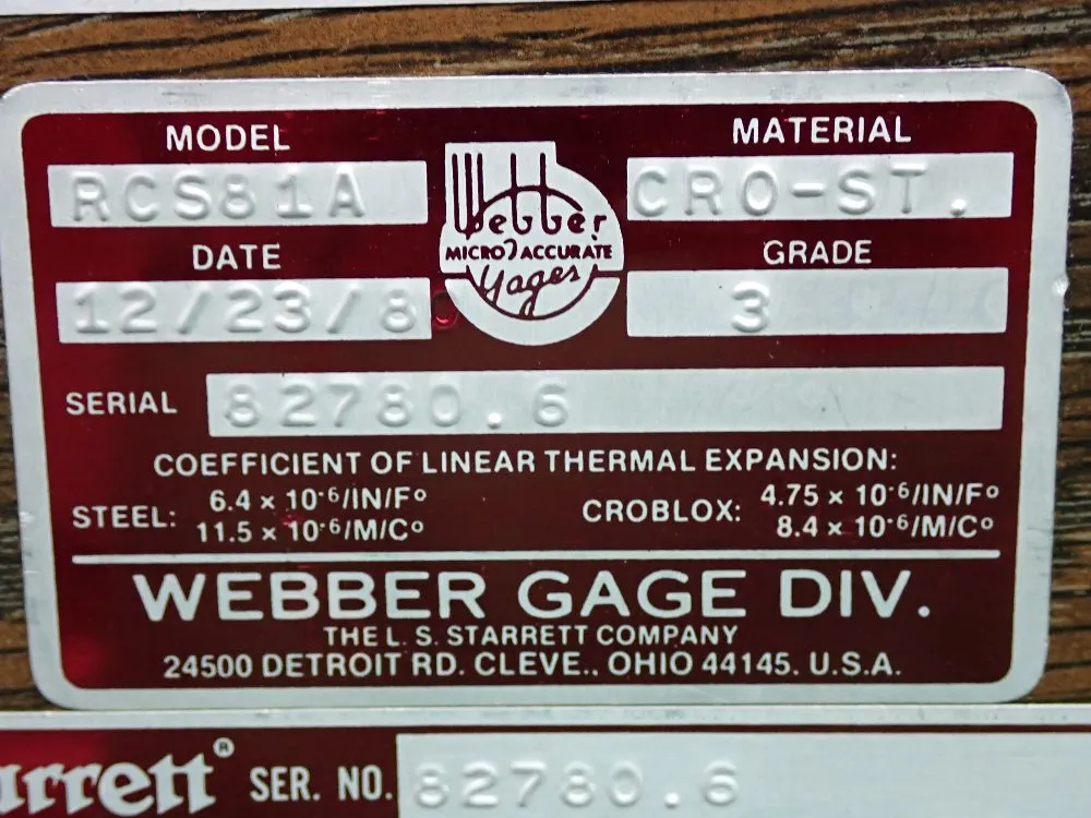 L.s. Starrett Calibration Master Gage Block Set - Rcs81a
