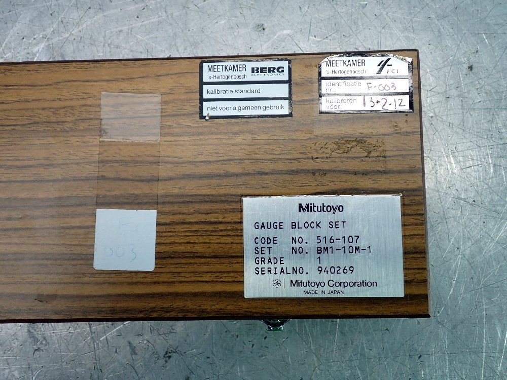 Mitutoyo Calibration Master Gage Block Set - Bm1-10m-1